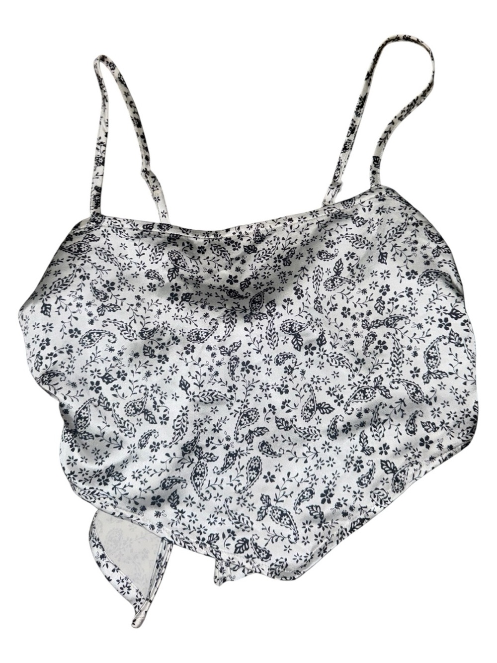 Kendall & Kylie White Paisley Print Cropped Cami Tank